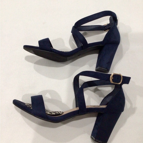 Trary Sexy Suede Navy Blue Heels with Sparkly Straps Women’s Size 8 - Picture 6 of 6